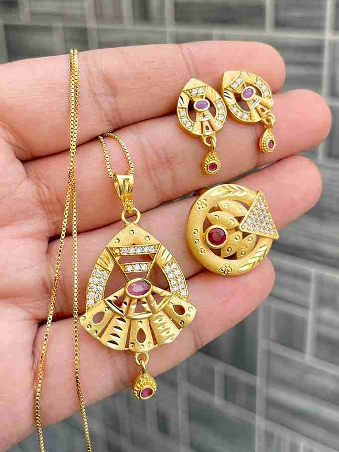 Gold Plated Pendant With Tops Ad Adjustable Ring Combo